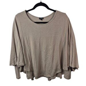 Coco Carmen Top Womens S Beige Poncho Long Sleeve Blouse Stretch Casual